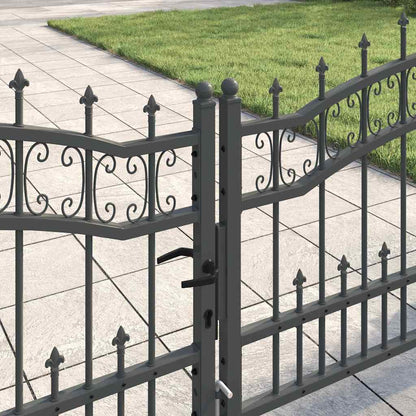 Fence Gate with Spear Top KAMPEN 305 x 75 cm Steel Grey
