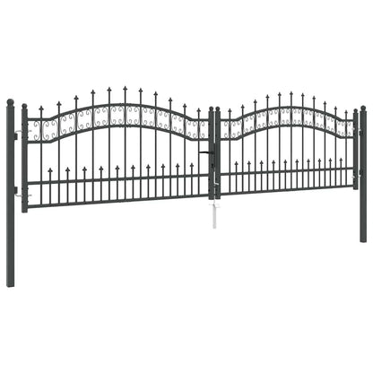 Fence Gate with Spear Top KAMPEN 305 x 75 cm Steel Grey