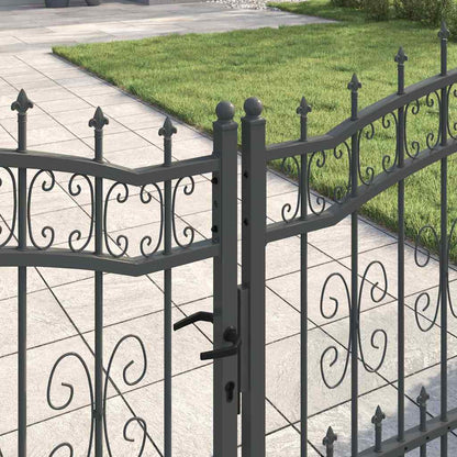 Fence Gate with Spear Top KAMPEN 305 x 100 cm Steel Grey