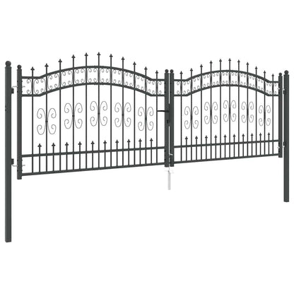 Fence Gate with Spear Top KAMPEN 305 x 100 cm Steel Grey