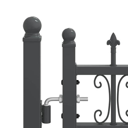 Fence Gate with Spear Top KAMPEN 305 x 125 cm Steel Grey