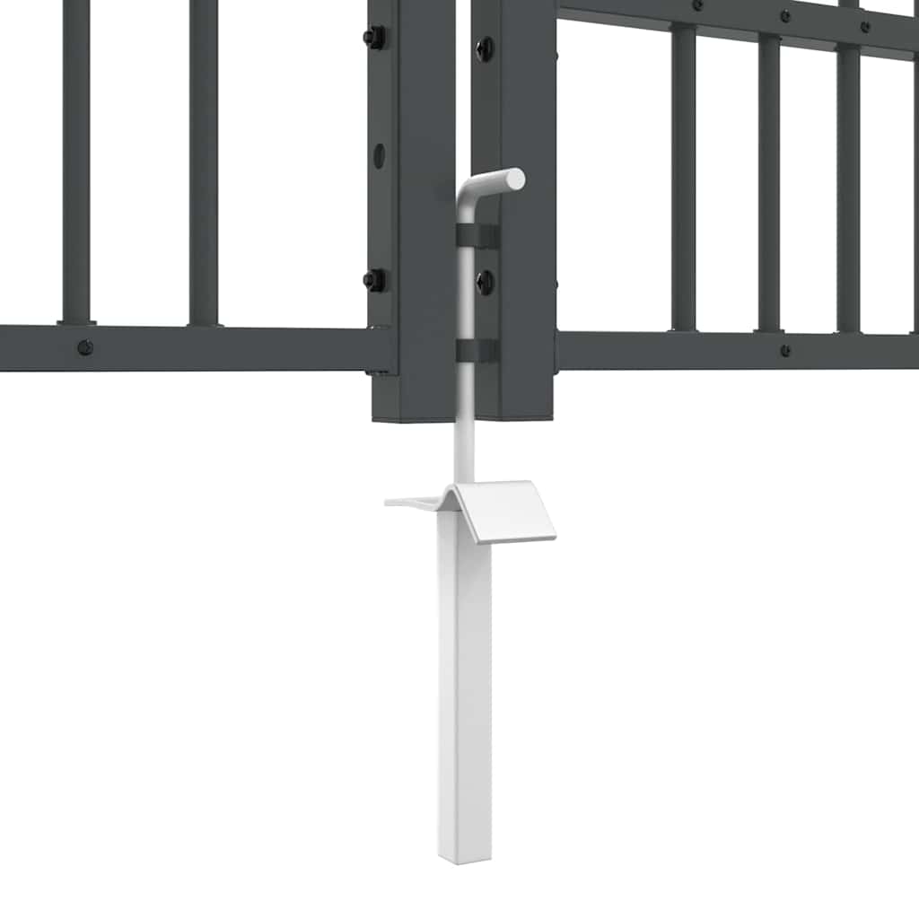 Fence Gate with Spear Top KAMPEN 305 x 125 cm Steel Grey