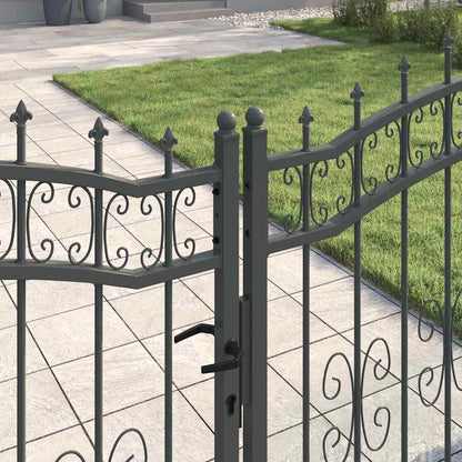Fence Gate with Spear Top KAMPEN 305 x 125 cm Steel Grey