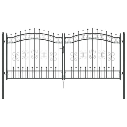 Fence Gate with Spear Top KAMPEN 305 x 125 cm Steel Grey