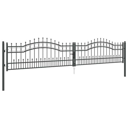 Fence Gate with Spear Top KAMPEN 404 x 75 cm Steel Grey
