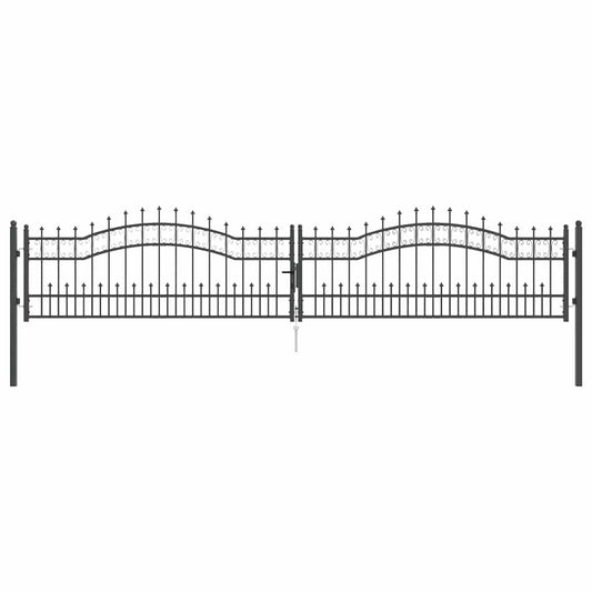 Fence Gate with Spear Top KAMPEN 404 x 75 cm Steel Lockable