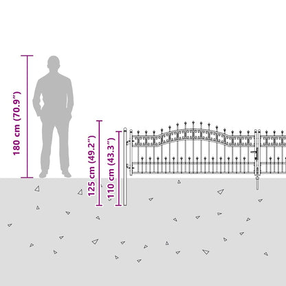 Fence Gate with Spear Top KAMPEN 404 x 75 cm Steel Grey
