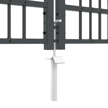 Fence Gate with Spear Top KAMPEN 404 x 100 cm Steel Grey