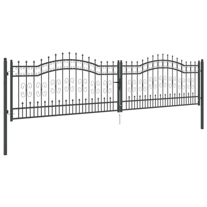 Fence Gate with Spear Top KAMPEN 404 x 100 cm Steel Grey