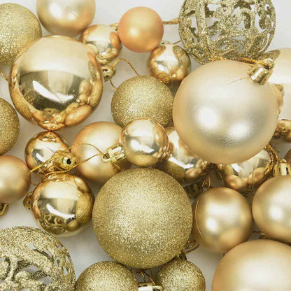 Christmas Bauble Set with 300 LEDs 120 pcs Gold Plastic