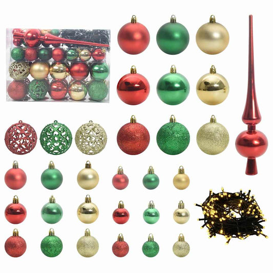 Christmas Bauble Set with 150 LEDs 61 pcs Multicolour Plastic