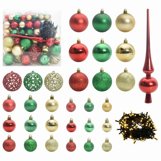 Christmas Bauble Set with 300 LEDs 120 pcs Multicolour Plastic