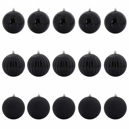 Christmas Bauble Set 15 pcs Black