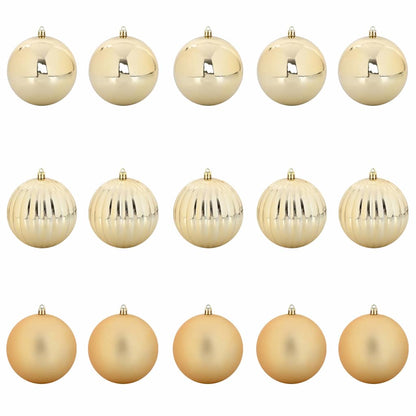 Christmas Bauble Set 15 pcs Gold