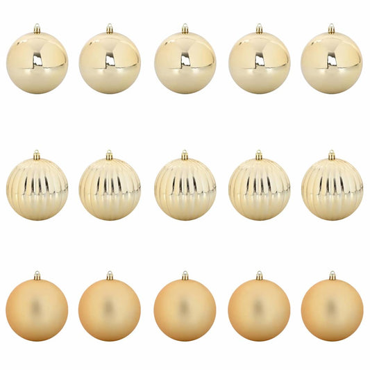 Christmas Bauble Set 15 pcs Gold