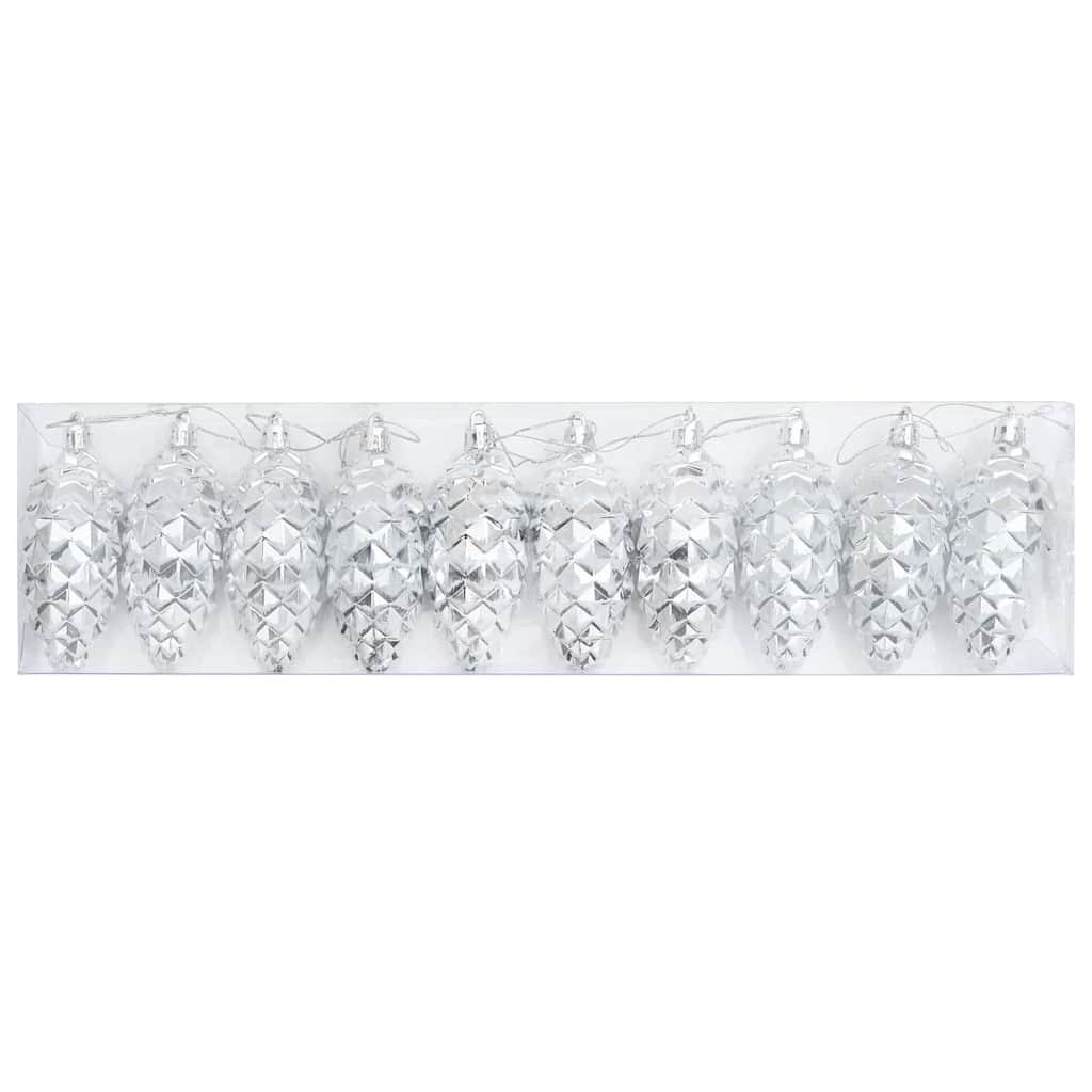 Christmas Pine Cone Ball 40 pcs Silver Plastic