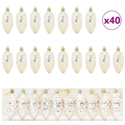 Christmas Pine Cone Ball 40 pcs Champagne Plastic