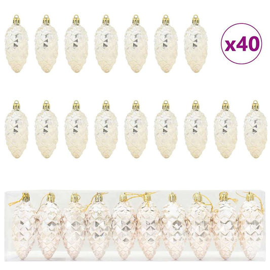 Christmas Pine Cone Ball 40 pcs Champagne 4 x 9 cm Plastic