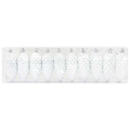 Christmas Pine Cone Ball 40 pcs White Plastic
