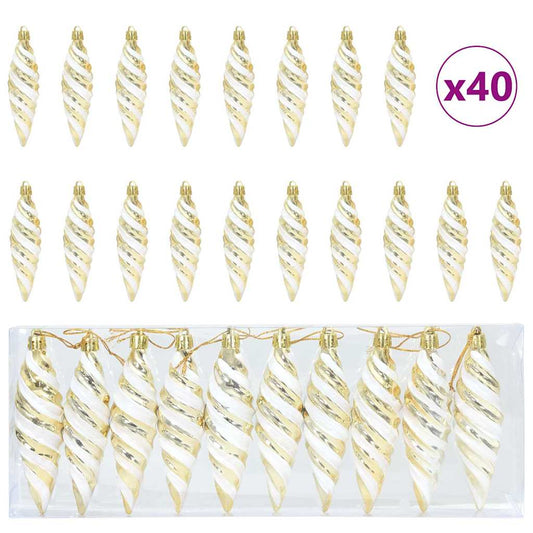 Christmas Spiral Shape Ball 40 pcs Gold 3 x 11 cm Plastic