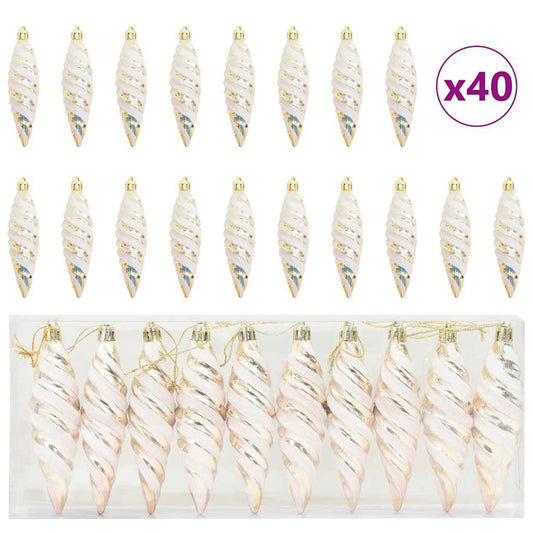 Christmas Spiral Shape Ball 40 pcs Champagne 3 x 11 cm Plastic