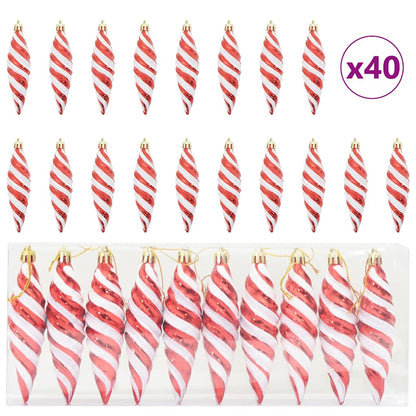 Christmas Spiral Shape Ball 40 pcs Red Plastic