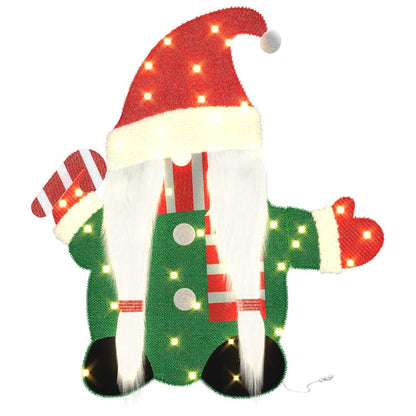 Lighted Gnome with 60 LEDs Warm White 71 x 64 cm Tinsel Fabric