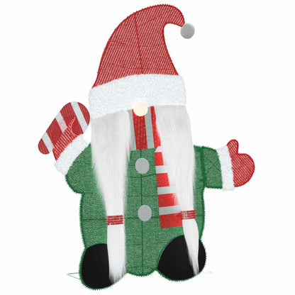 Lighted Gnome with 60 LEDs Warm White 71 x 64 cm Tinsel Fabric