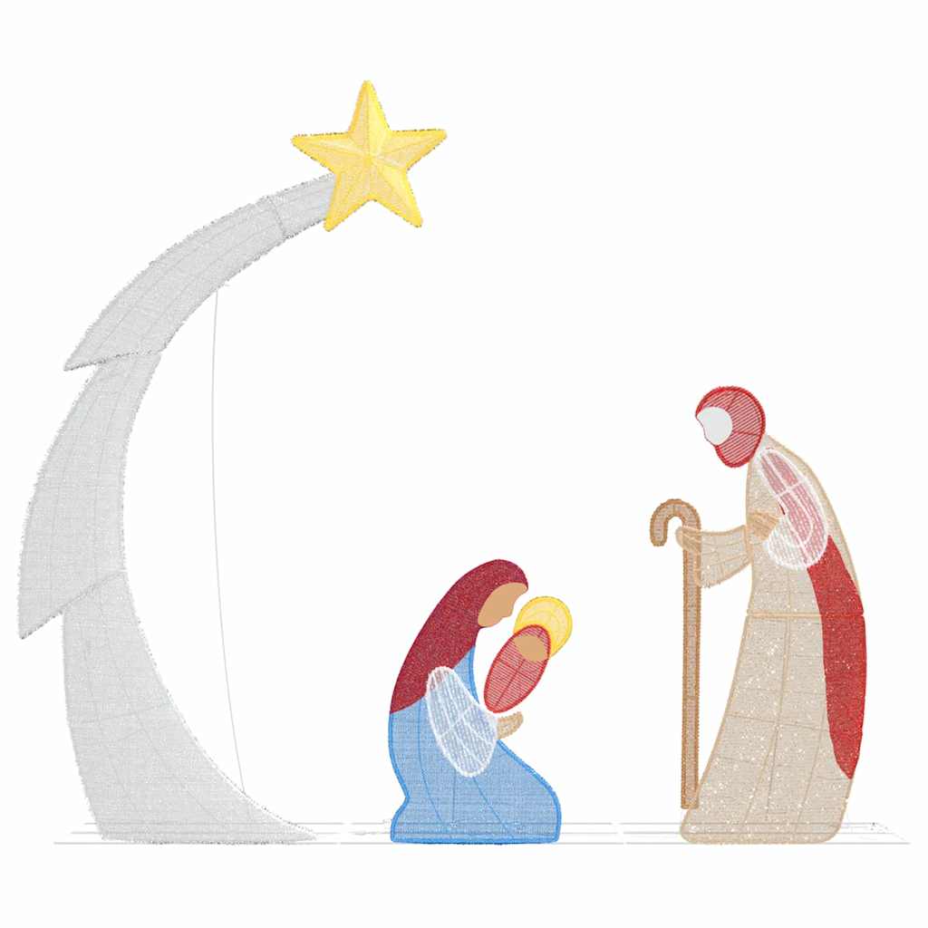 Nativity Scene LEDs Warm White 149 x 32 x 127.5 cm Polyester