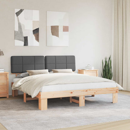 Bed Frame with Upholstered Headboard Dark Grey 200 x 200 cm