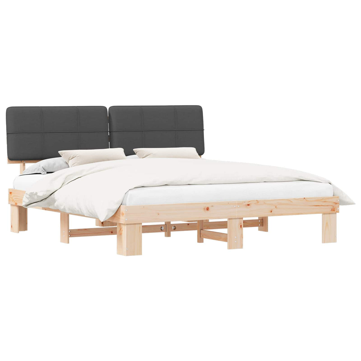 Bed Frame with Upholstered Headboard Dark Grey 200 x 200 cm