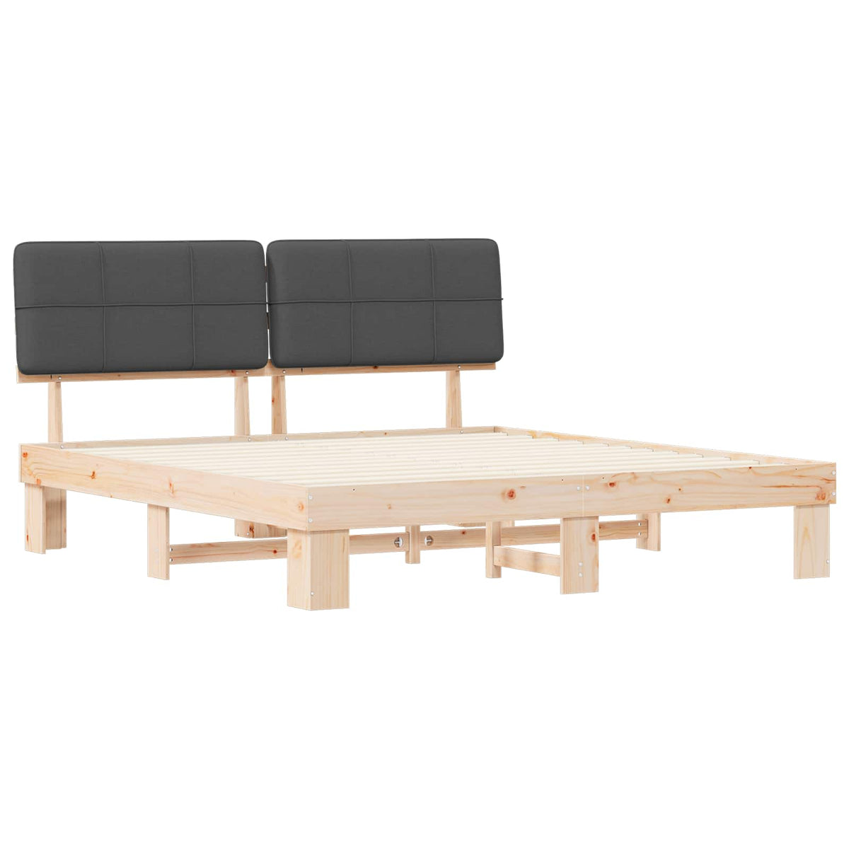 Bed Frame with Upholstered Headboard Dark Grey 200 x 200 cm