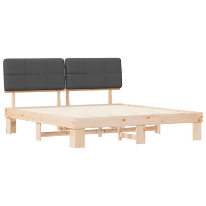 Bed Frame with Upholstered Headboard Dark Grey 200 x 200 cm