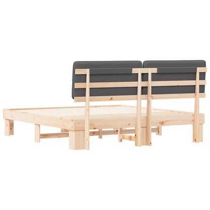 Bed Frame with Upholstered Headboard Dark Grey 200 x 200 cm