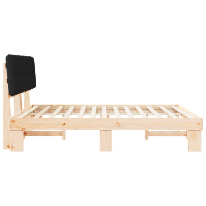 Bed Frame with Upholstered Headboard Black 200 x 200 cm