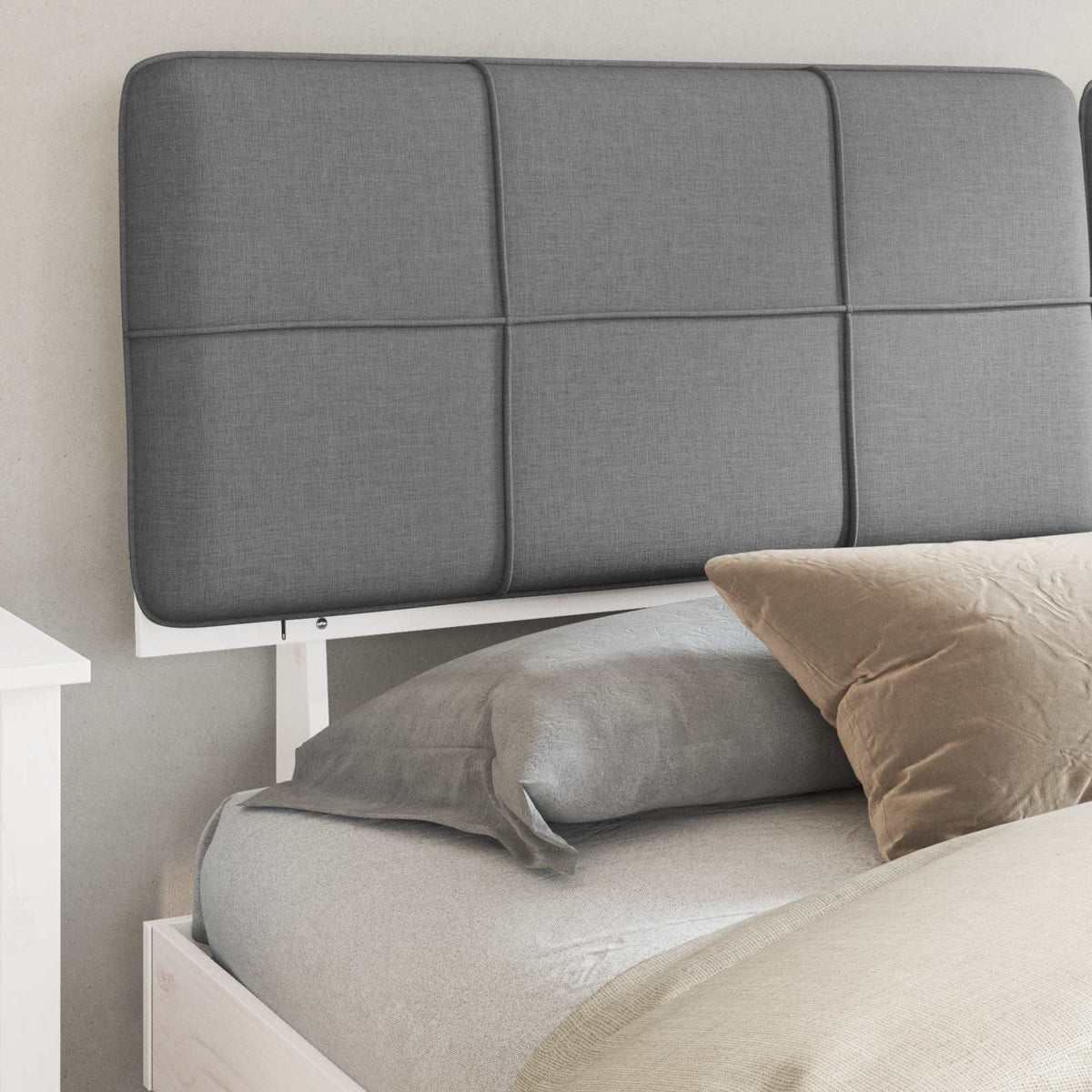 Bed Frame with Upholstered Headboard Light Grey 200 x 200 cm