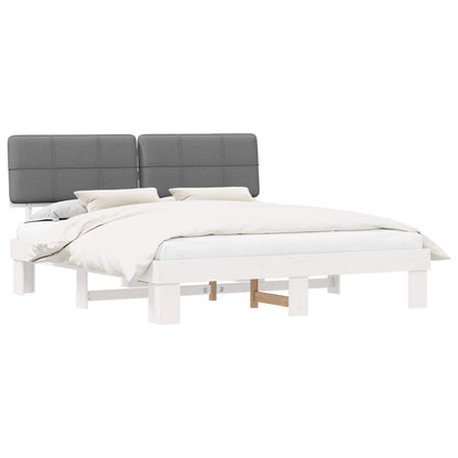 Bed Frame with Upholstered Headboard Light Grey 200 x 200 cm