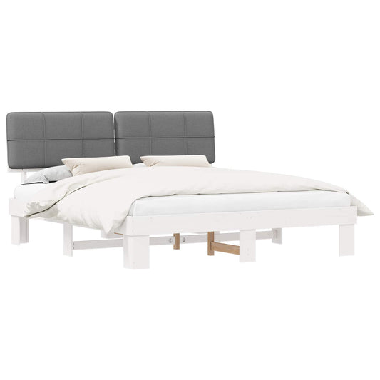 Bed Frame with Upholstered Headboard Light Grey 200 x 200 cm