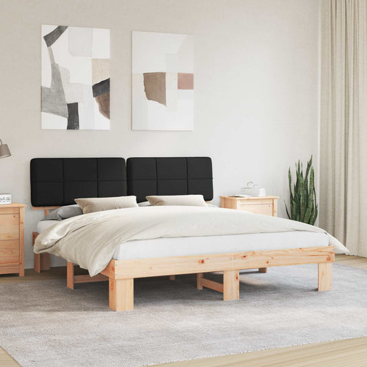 Bed Frame with Upholstered Headboard Black 180 x 200 cm