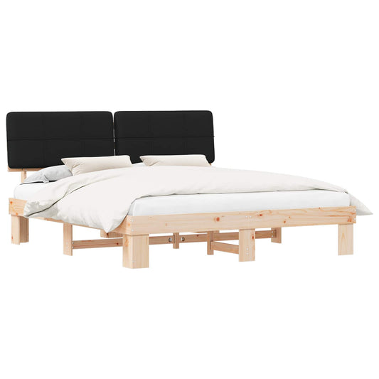 Bed Frame with Upholstered Headboard Black 180 x 200 cm
