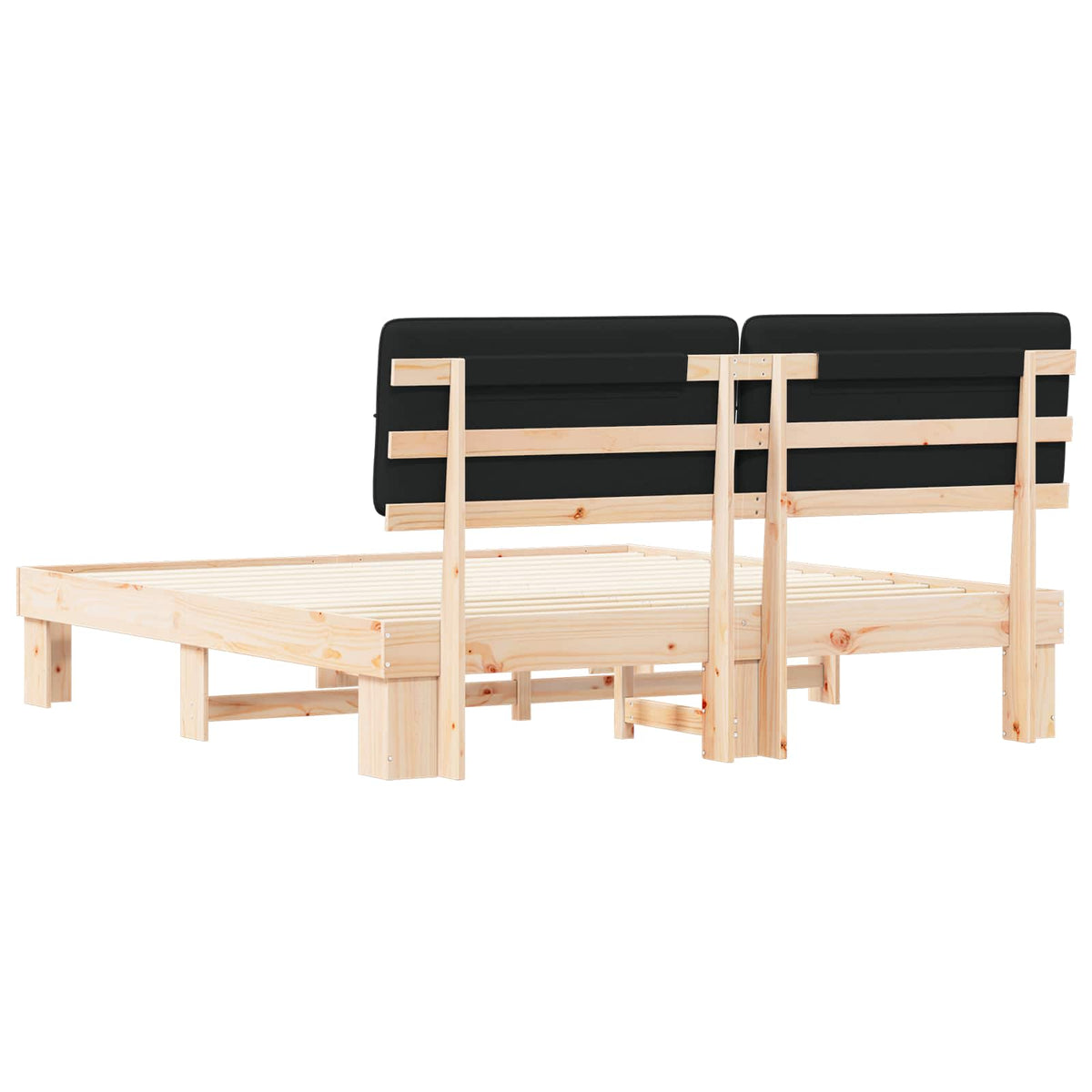 Bed Frame with Upholstered Headboard Black 180 x 200 cm