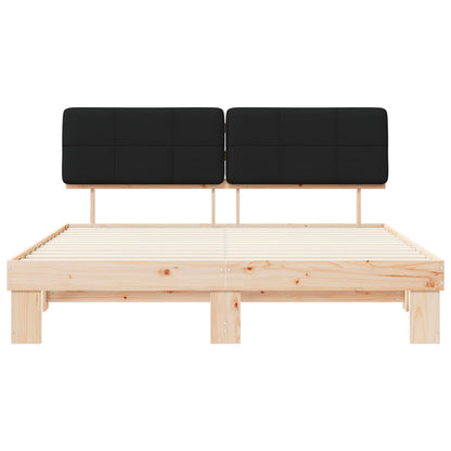 Bed Frame with Upholstered Headboard Black 180 x 200 cm