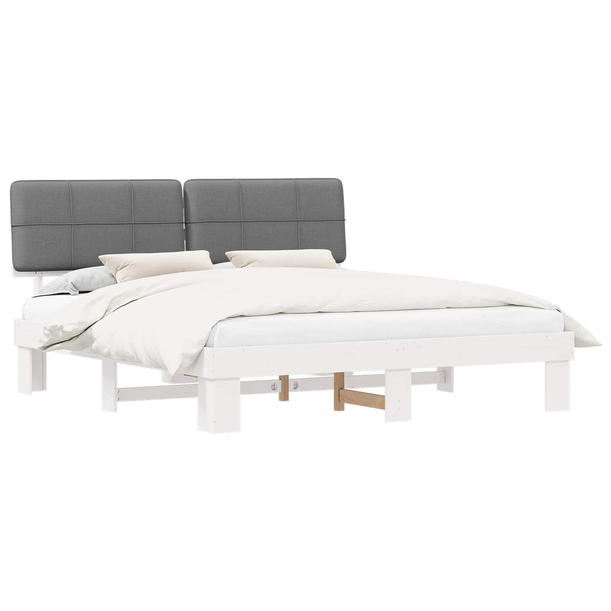 Bed Frame with Upholstered Headboard Light Grey 180 x 200 cm