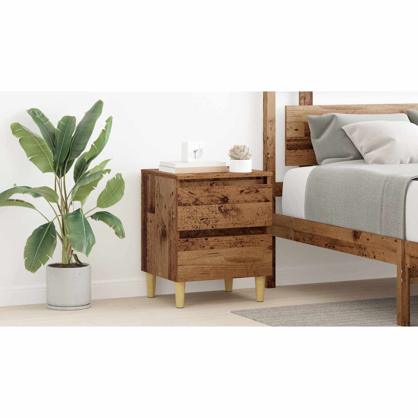 Bed Cabinet Old Wood 40 x 35 x 50 cm Engineered Wood