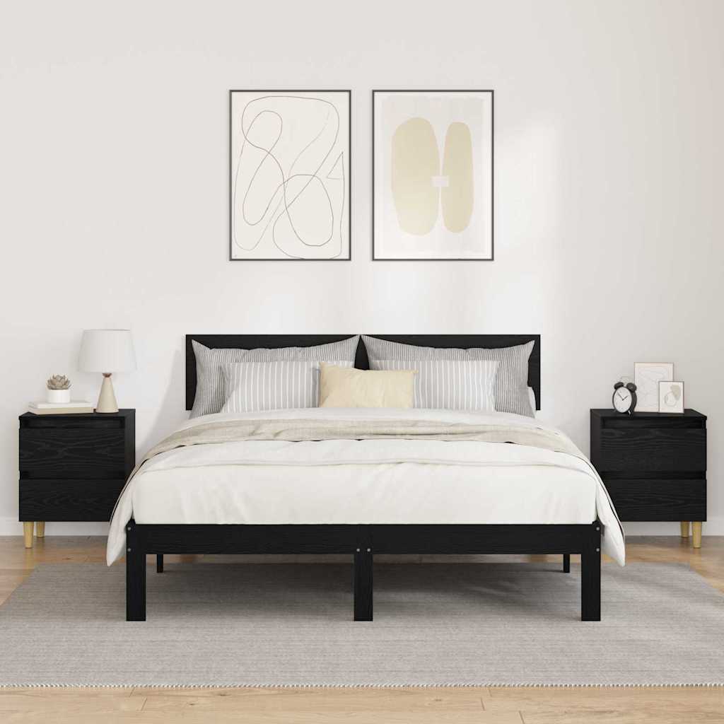 Bed Cabinets 2 pcs Black Oak 40 x 35 x 50 cm Engineered Wood