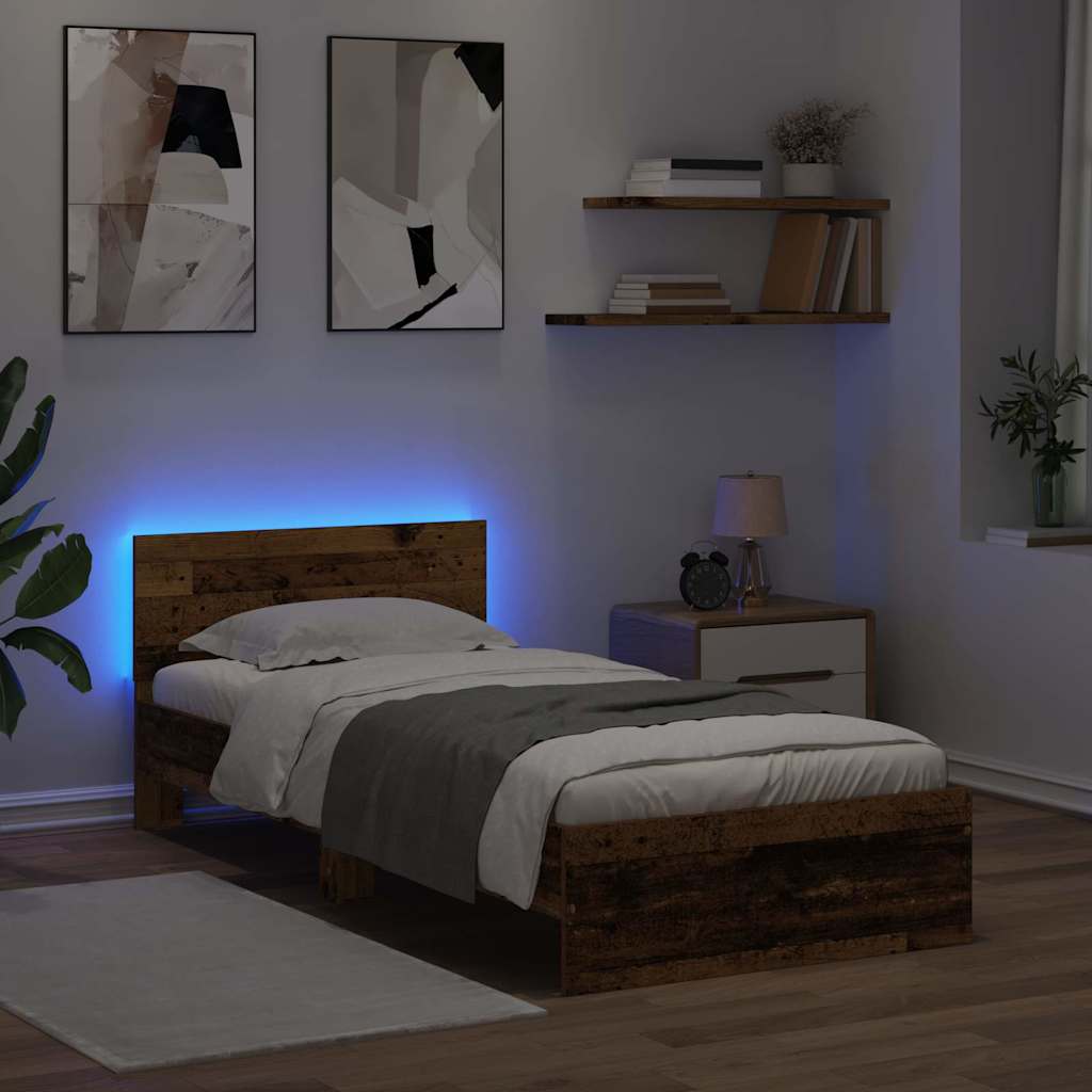 Bed Frame with Headboard Old Wood 100 x 200 cm Engineered Wood