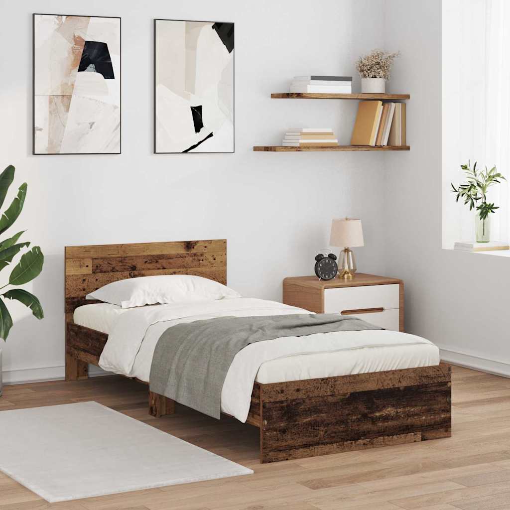 Bed Frame with Headboard Old Wood 100 x 200 cm Engineered Wood