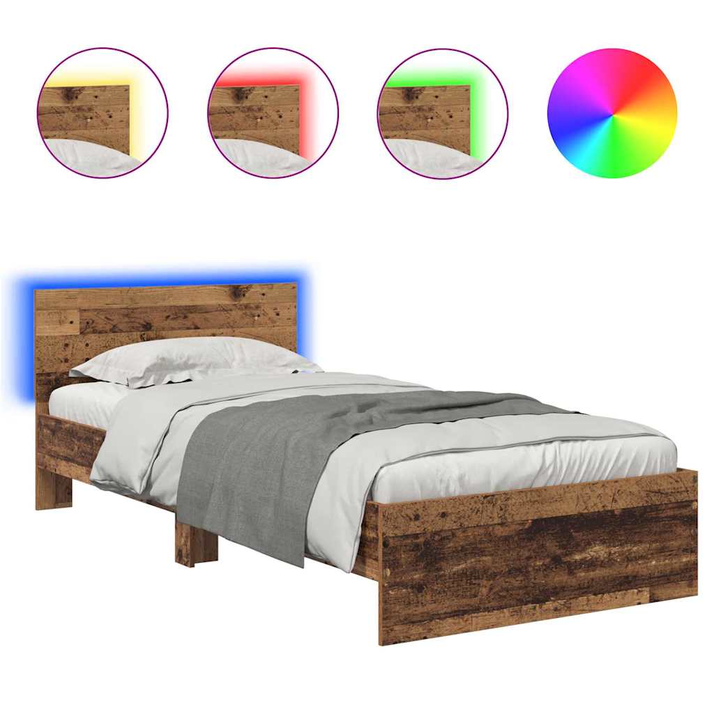 Bed Frame with Headboard Old Wood 100 x 200 cm Engineered Wood