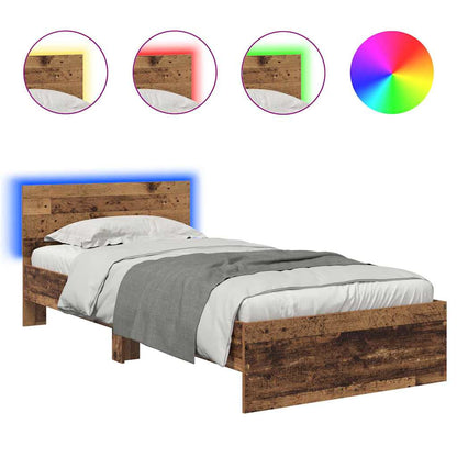 Bed Frame with Headboard Old Wood 100 x 200 cm Engineered Wood