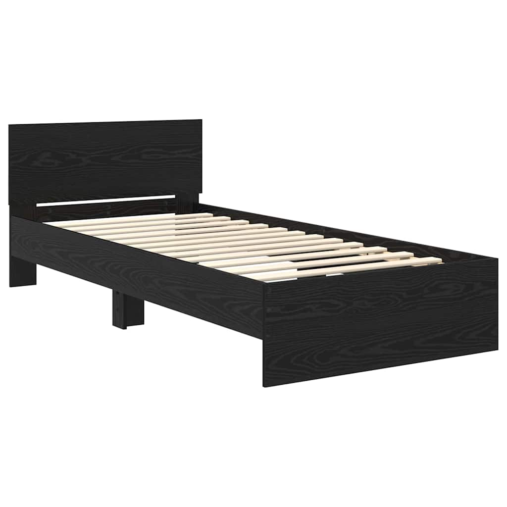 Bed Frame with Headboard Black Oak 90 x 200 cm Engineered Wood